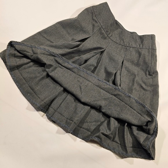 VTG Parker Women Gray Pleated A Line Skirt Made USA 26x19" Schoolcore Indie Mini - Picture 2 of 7